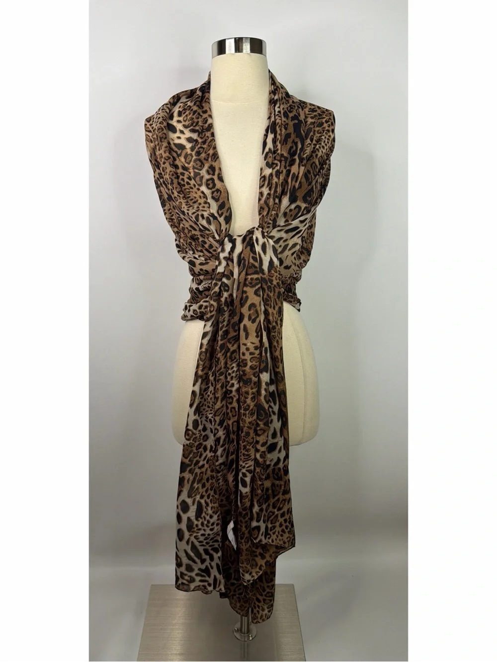 Chico’s oversized Leopard Print Lightweight Scarf Wrap - Brown Animal Print